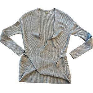 Zella Heather Gray Crossover Wrap Sweater size S